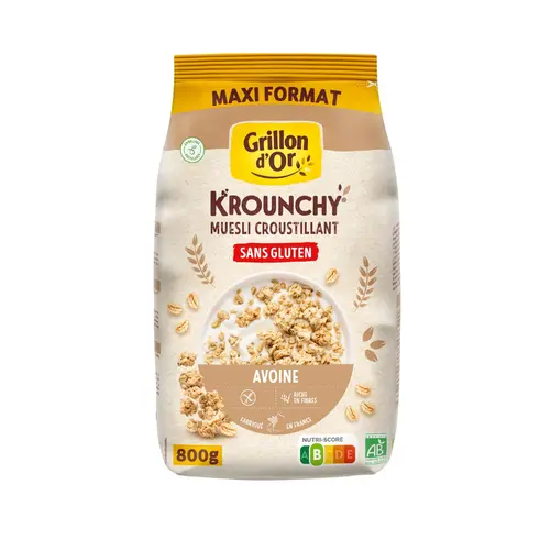 Extérieur fonctionnel：Céréales bio avoine sans gluten Grillon d'Or Krounchy - 800 g