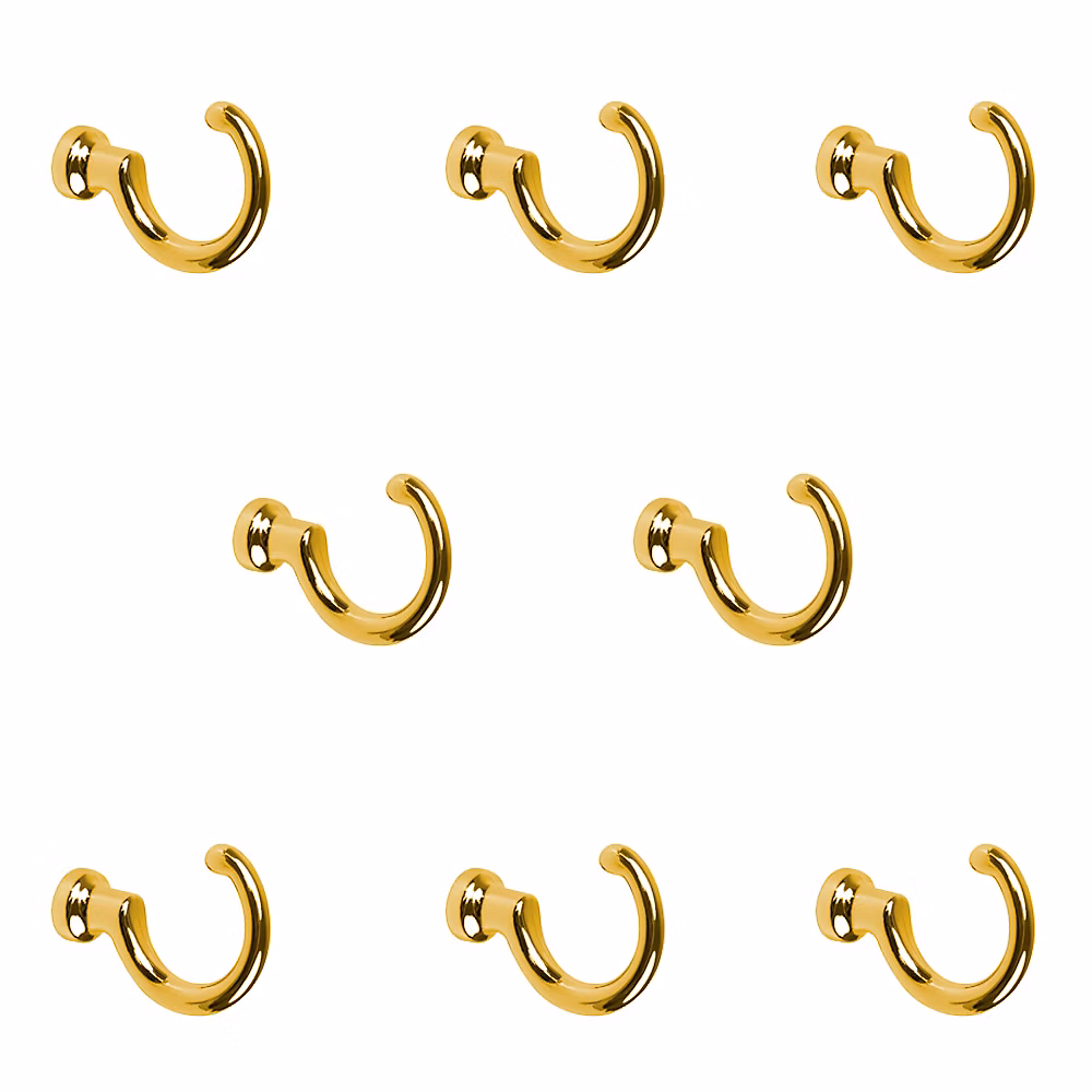 8 Un. Portemanteau patère laiton brillant pour mur 32 × 9 × 44MM