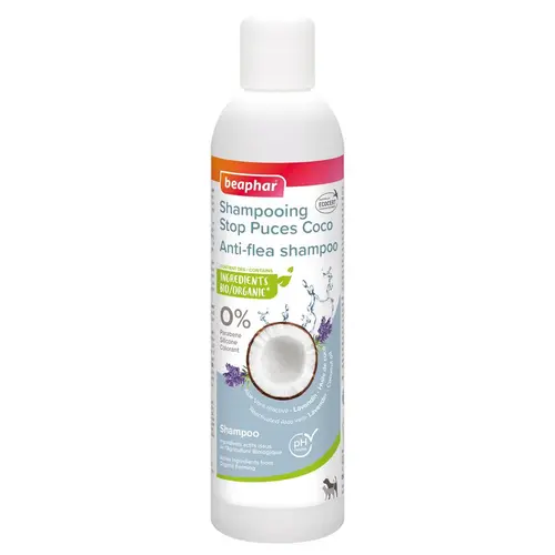 Pour un extérieur à votre image:Shampooing antiparasitaire pour chien et chat huile de coco stop puces Beaphar Essentiel – 250 ml
