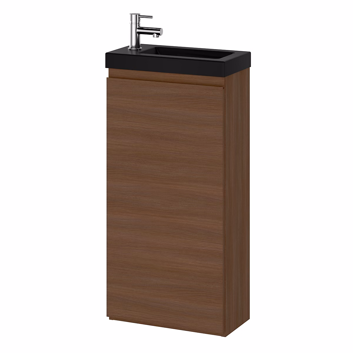 Meuble lave mains à poser effet chêne foncé l.43 – 5 cm 1 porte Imandra + lave mains noir céramique Nira, GoodHome