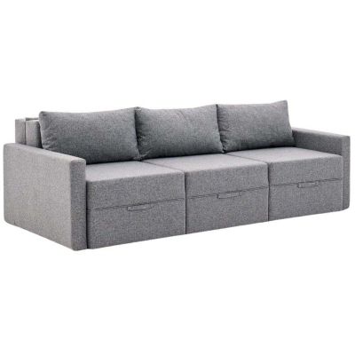 Canapé 3 places convertible avec coffre Saros (Gris)