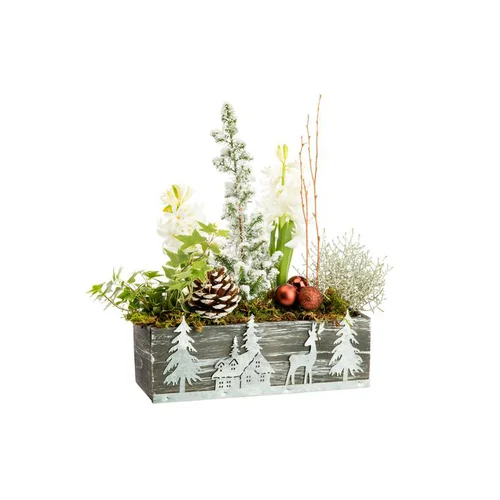 Plaisir dehors:Jacinthe et lierre en pot bois décor zinc