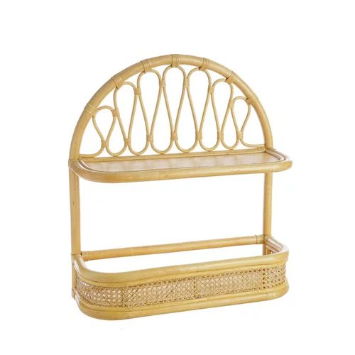Sélection au jardin：Etagère panier oval arabesques coloris bois en rotin - 60 x 21 x 66 cm