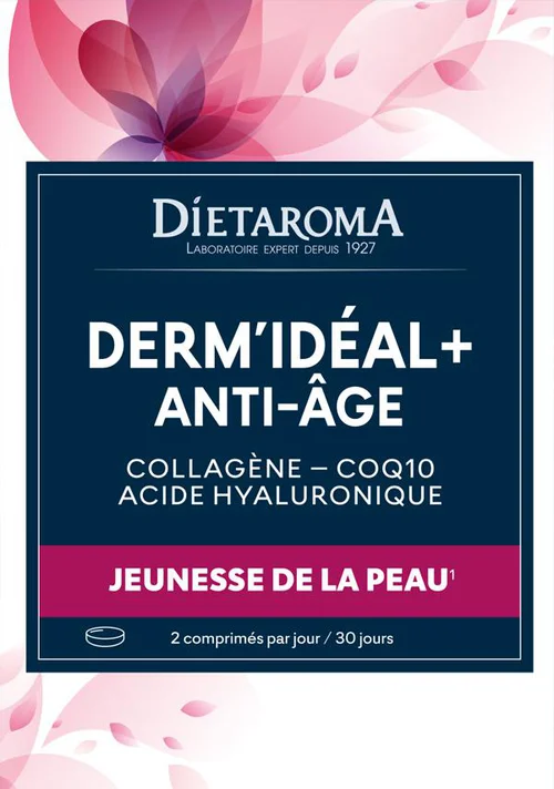 Jardin & maison:Complément alimentaire collagène + CoQ10 acide hyaluronique Dietaroma Dermidéal plus - 60 comprimés