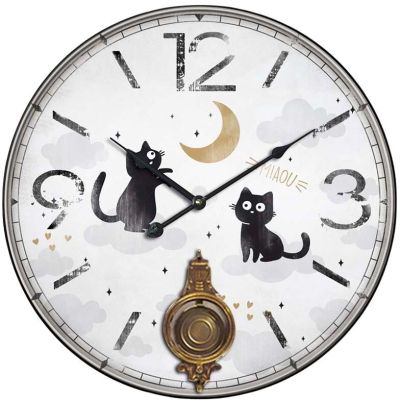 Horloge avec balancier Chats 58 cm (Deux chats)