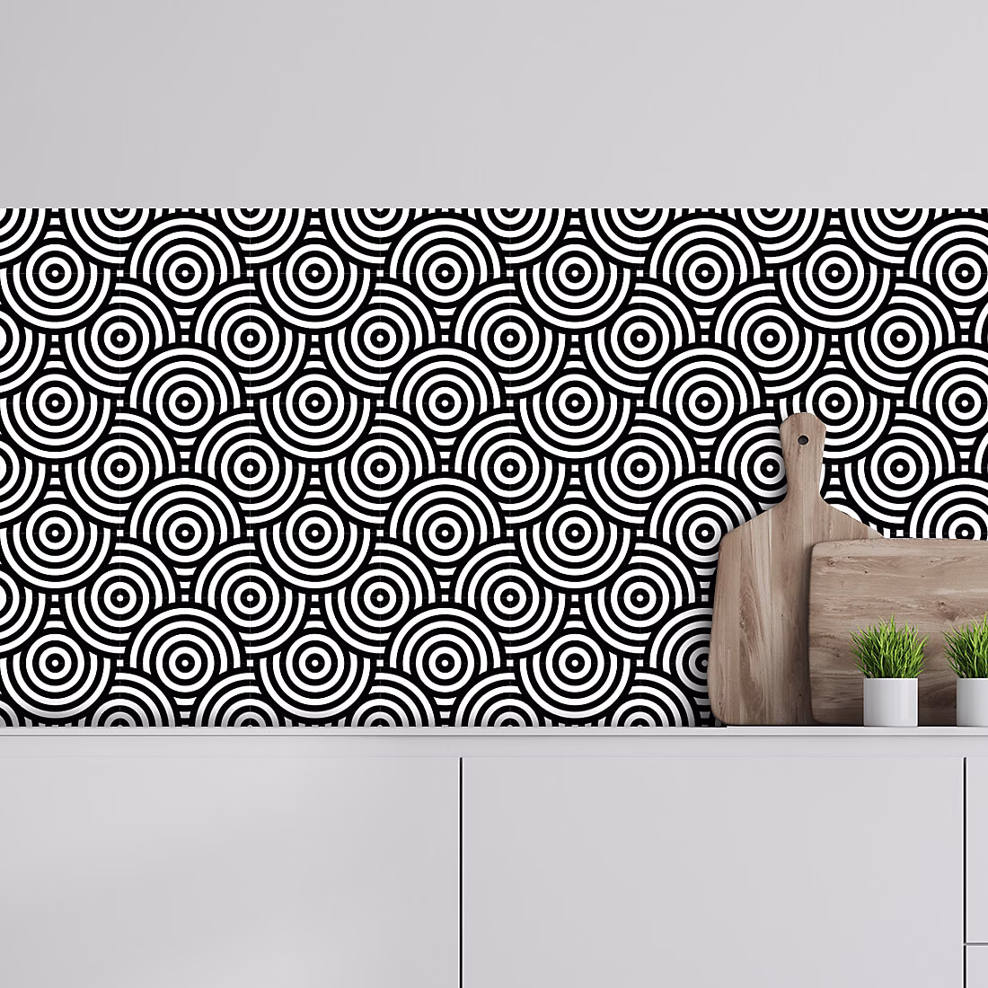 Crédence adhésive design motifs cercles 30 × 70 cm