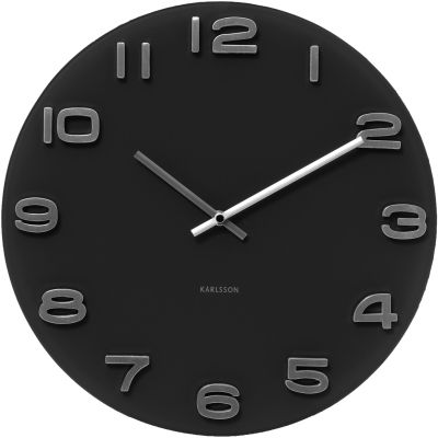 Horloge ronde vintage en verre 35 cm (Noir)