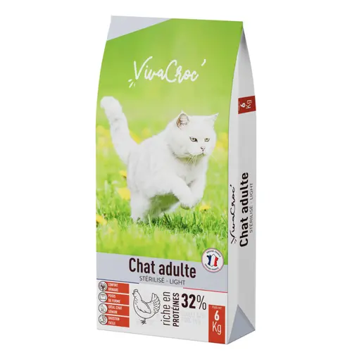 Style extérieur:Croquettes light pour chat adulte stérilisé au poulet VivaCroc – 6 kg
