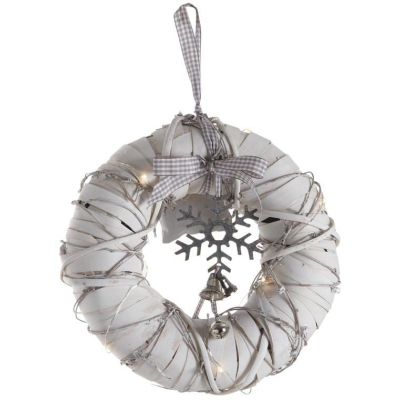 Couronne de porte lumineuse en bois