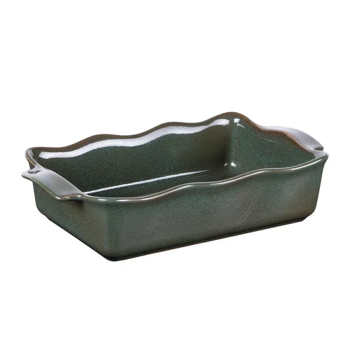 Une idée maline pour le jardin:Plat à four rectangulaire Ely coloris vert en grès - 31 x 17 x 7 cm