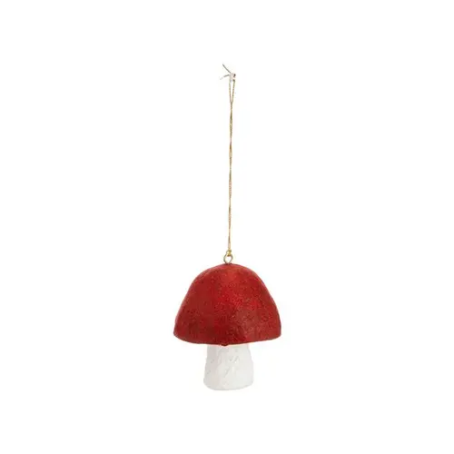 Jardin à découvrir:Décoration à suspendre champignon en coton mâché rouge - Ø 8,3 x H 12,5 cm