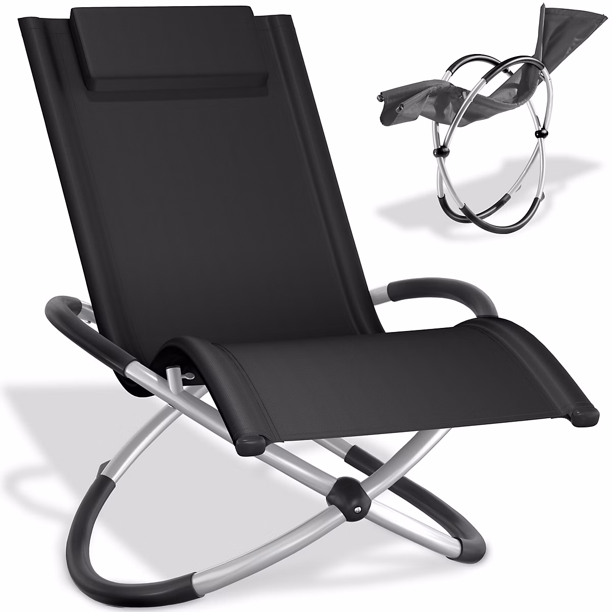 Salon et mobilier de jardin – Bain de soleil avec textilène noir