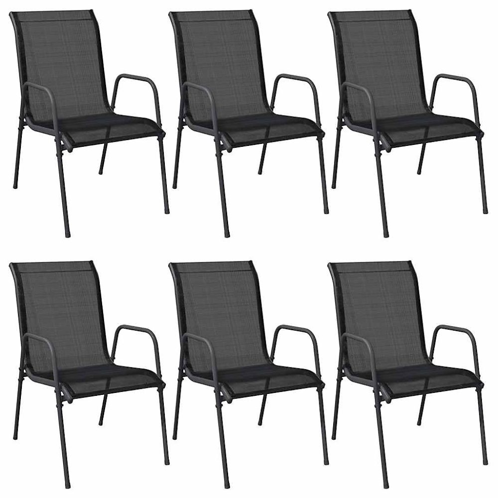 Chaises de jardin lot de 6 Acier et textilène Noir vidaXL – Réf. IOLFRNEXP2214113407