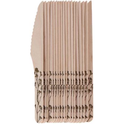 Couverts en bois 100% compostable Herbe (Couteaux Lot de 20)