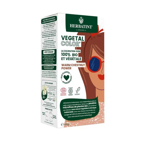 Pensé pour le jardin:Coloration capillaire bio Vegetal Color warm chestnut power 100 g