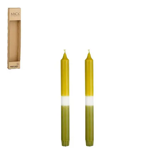 L’essentiel pour l’extérieur:Ensemble de 2 bougies flambeau dipdye vert clair - Ø 2,2 x H 25 cm