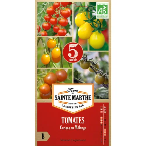 Le pratique pour l’extérieur:Graines de Tomates cerises en mélange bio Ferme de Sainte Marthe - 50 graines à semer