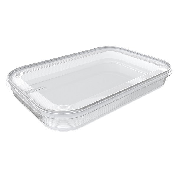 Boîte alimentaire rectangulaire plate 1 – 5 litres, Transparent