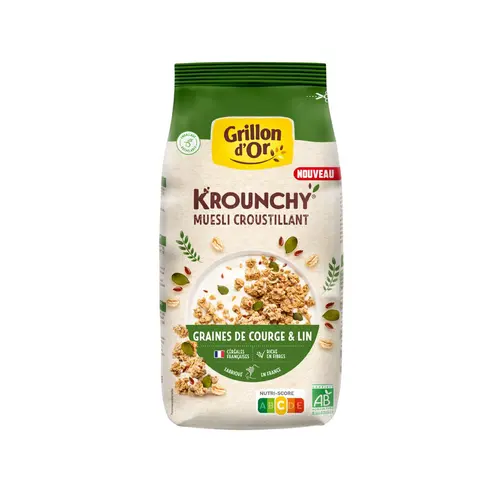 Indispensable au jardin：Céréales bio graines de courge et de lin Grillon d'Or Krounchy - 500 g