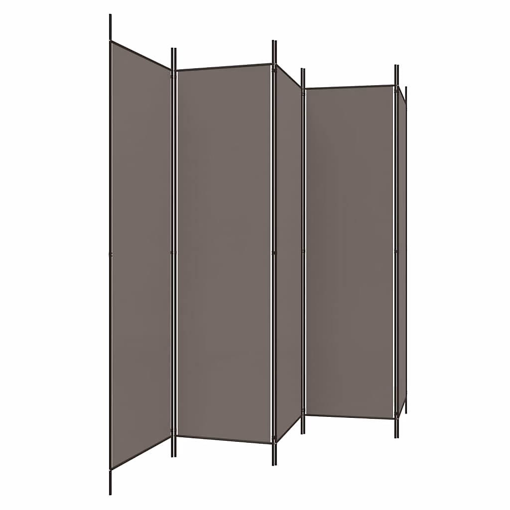 Cloison de séparation 5 panneaux Anthracite 250 × 200 cm Tissu vidaXL