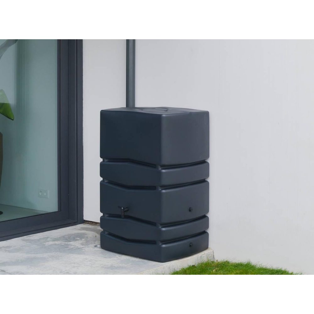 NATURE Récupérateur d'eau de pluie mural anthracite avec robinet 450 l - nature
