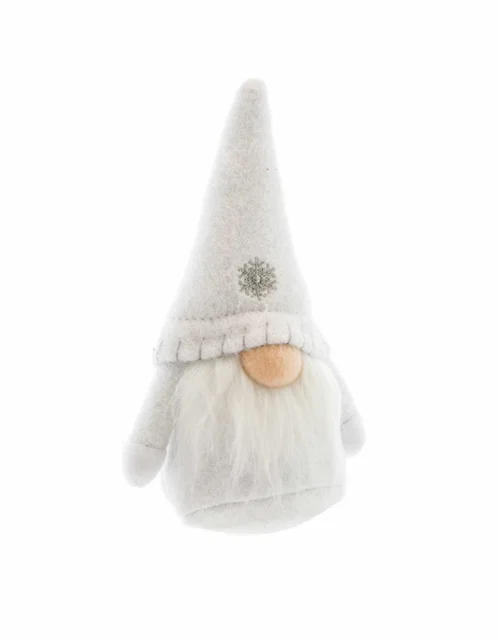 Pour tous les jours：Gnome debout classique en tissu blanc - 9 x 6 x 15 cm