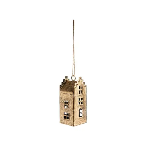 À avoir pour l’extérieur：Décoration à suspendre grande maison en métal or antique - 4,5 x 4,5 x 11 cm