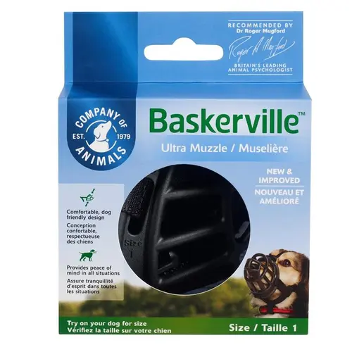Jardin tout terrain:Muselière pour chien noire caoutchouc thermoplastique Baskerville Ultra – Taille 1