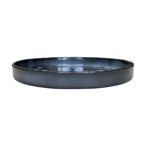 Les incontournables du jardin:Soucoupe ronde en métal recyclé coloris gris océan vif Upcycle Cylindre XXL - Ø 54 x H 6 cm