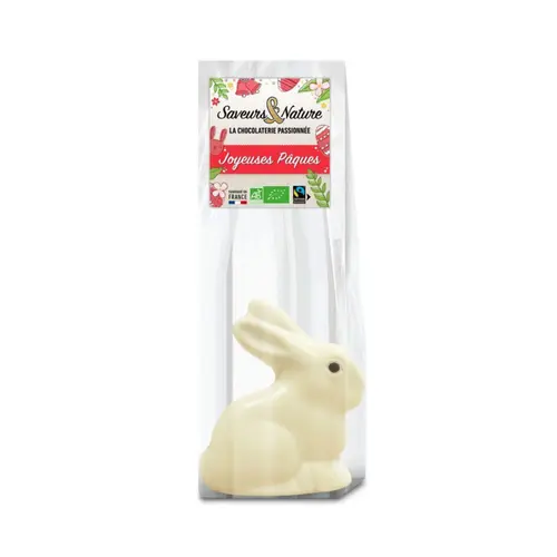 Extérieur fonctionnel：Lapin assis au chocolat blanc bio Saveurs et Nature - 60 g
