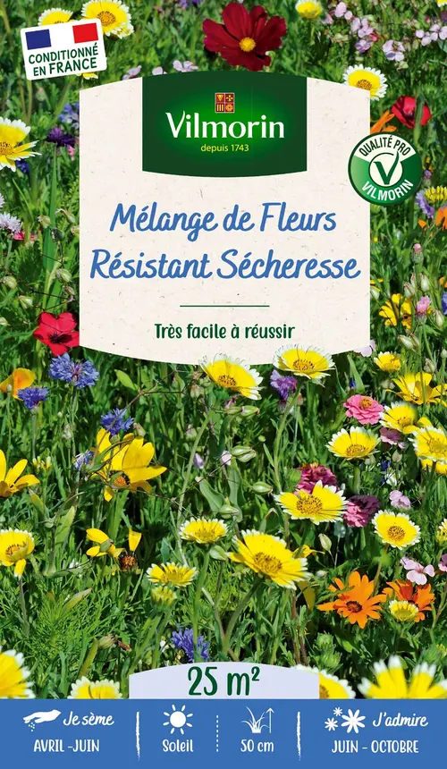 Jardin service:Mélange de fleurs 25 m² terrain sec coloris multicolore Vilmorin jardin - 10 x 2,7 x 17,2 cm