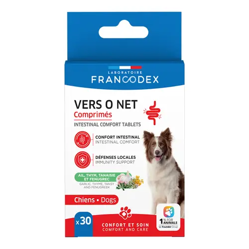 Sélection pour votre jardin:Vermifuge pour chien et chiot Vers O Net - 30 comprimés