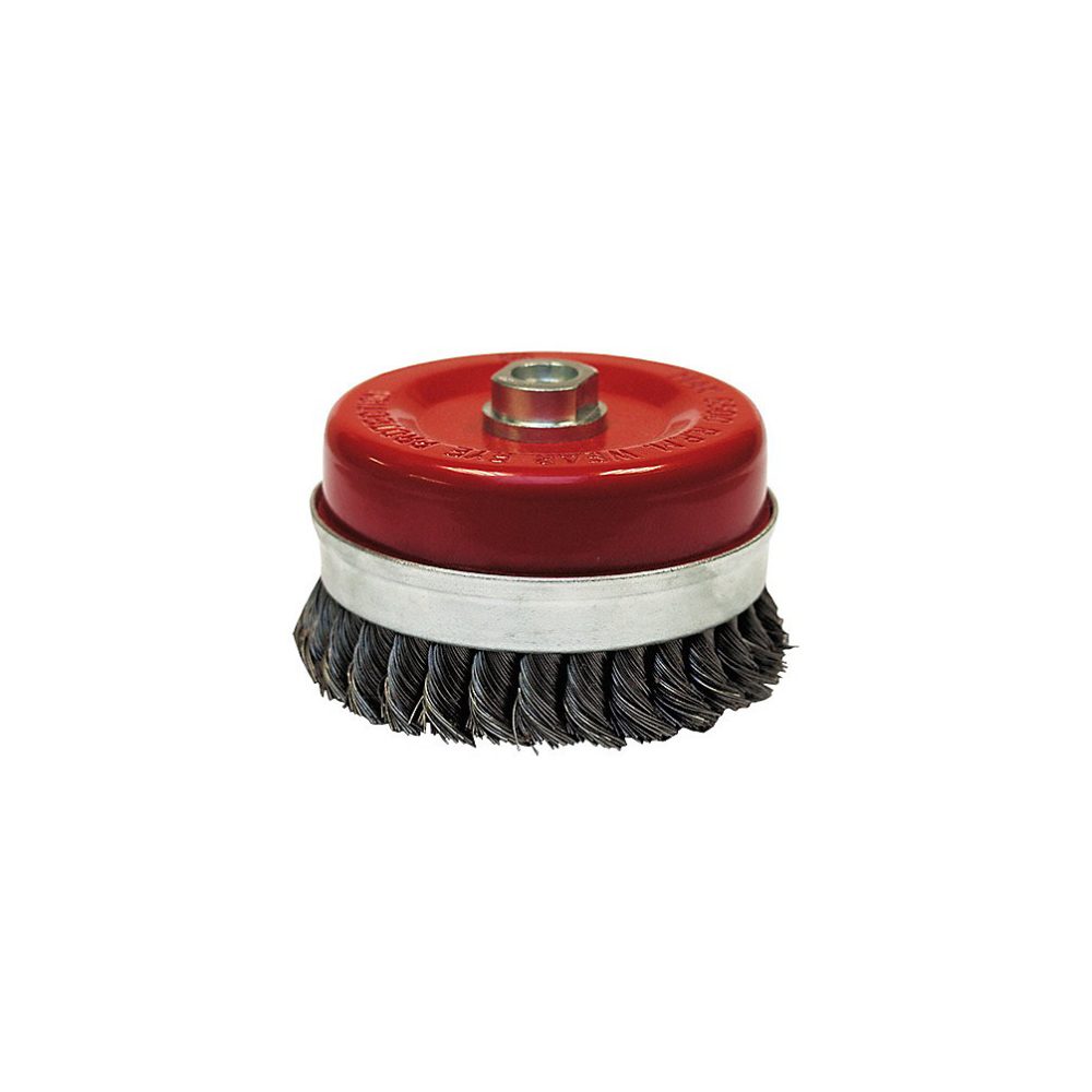 Brosse conique fil acier torsadé 0 – 50 mm D.80 mm M14 pour meuleuse, Décapage extra dur, 530.080V
