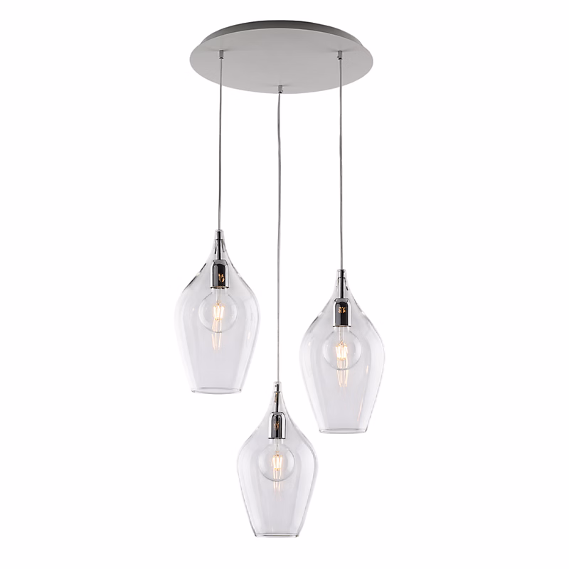 Ares Suspension En Fer Et Verre Pyrex Transparent 3 Lumières 141 D.50 Bl273 – S3 | Tr