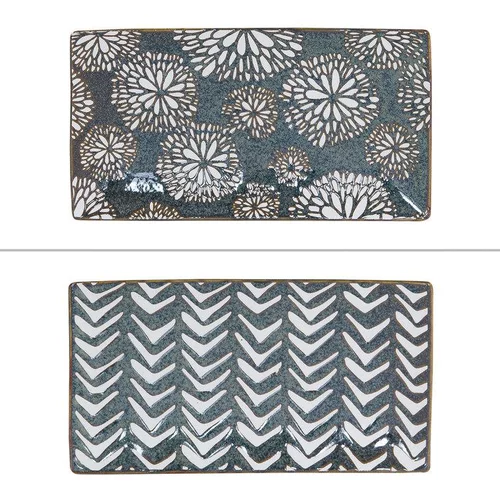 Jardin & maison:Plateau Penjab coloris marron en porcelaine - 29 x 16 cm