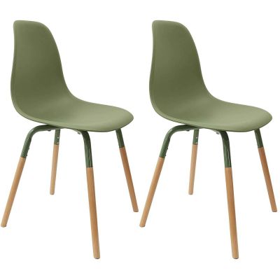 Chaise scandinave pieds métal et bois de hêtre Phenix (Lot de 2) (Vert)