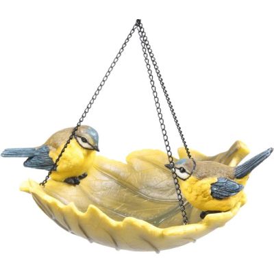 Oiseau dans bain en résine à suspendre (Mésange charbonnière)