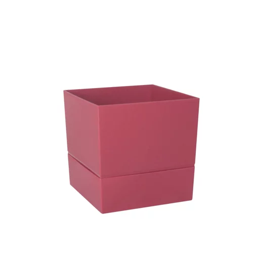 Pour aménager le jardin:Pot carré à réserve d’eau en polypropylène rose Terra Eda Aquaduo - 19,3 x 19,3 cm