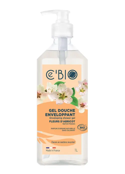 Une idée pour le jardin:Gel douche bio enveloppant en flacon pompe C’Bio fleurs d’abricot - 1 L