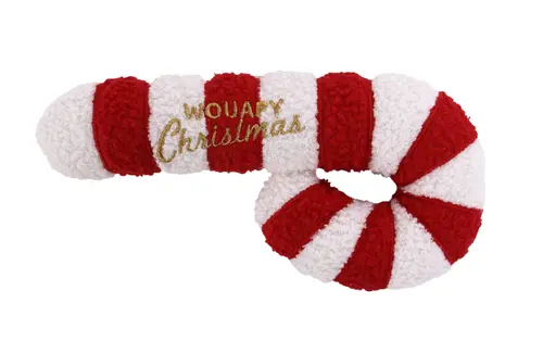 Pratique au jardin:Peluche de Noël pour chien sucre d'orge coloris multicolore Wouapy - modèle moyen