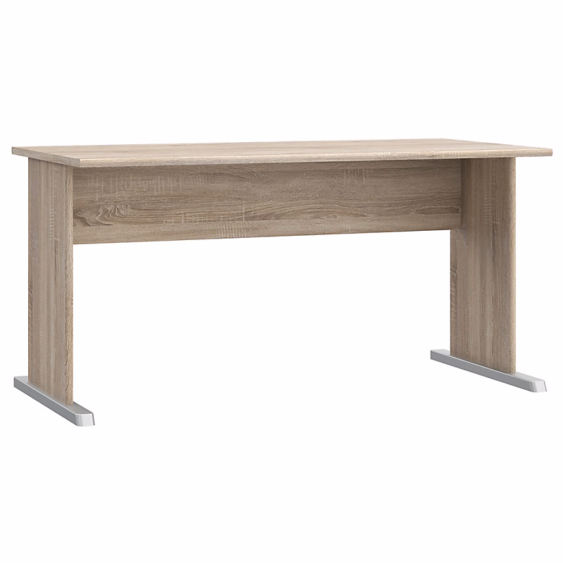 Bureau L. 144 cm décor chêne sonoma et pieds effet aluminium – MARIA