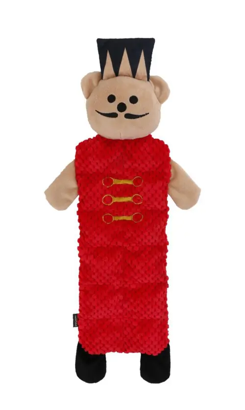 Vie extérieure：Peluche plate de Noël pour chien ours casse-noisette coloris rouge Wouapy - grand modèle