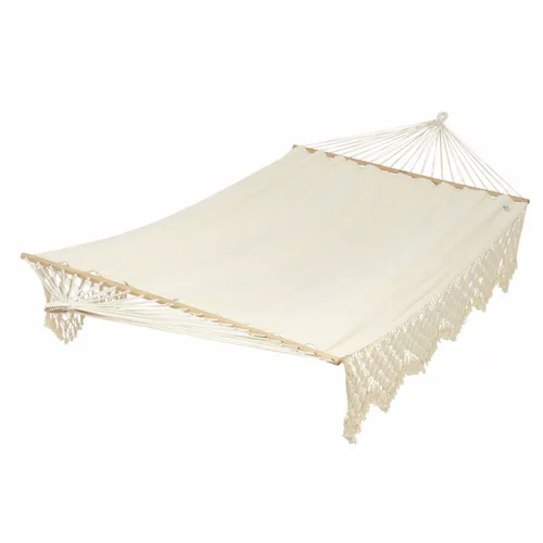 Jardin à adopter:Hamac coloris écru à franges en coton certifié FSC® Jobek Hamac SeleKt - 375 x 170 cm