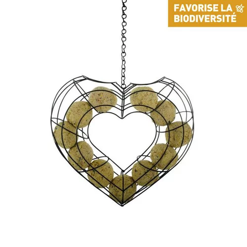Qualité au jardin:Mangeoire valentine pour boules de graisse en métal