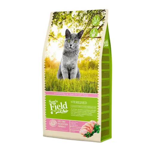 Pour faciliter la vie dehors:Croquette pour chat adulte stérilisé au poulet Sam's Field - 7,5 kg