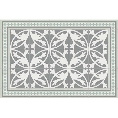 Tapis intérieur extérieur en vinyle carreaux de ciment feuilles (90 x 60 cm)
