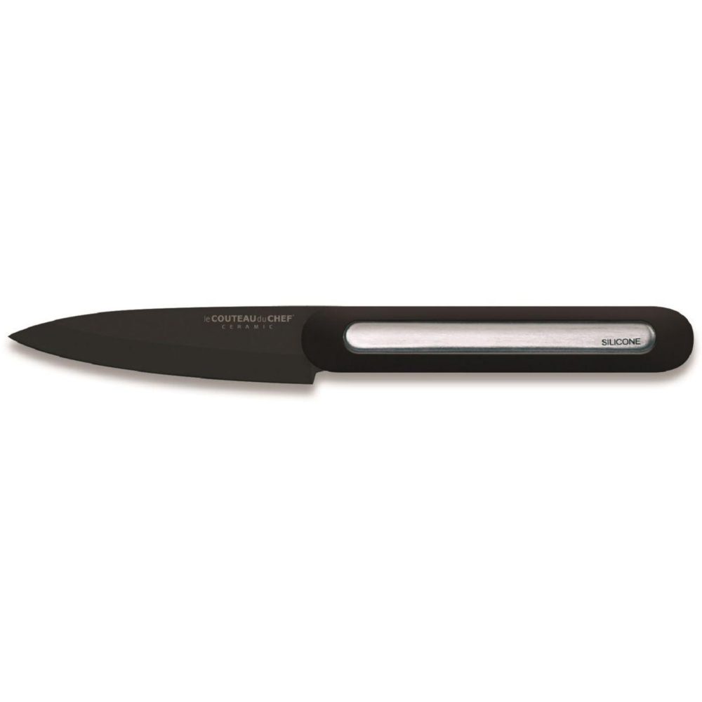 LE COUTEAU DU CHEF Couteau office silicone manche - lame noir blister pegb