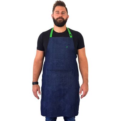 Tablier de cuisine unisexe en jean (Attaches vertes)