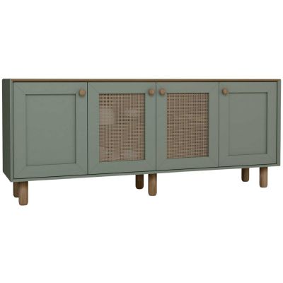 Buffet 4 portes en aggloméré Bohemian (Vert avec cannage (2 portes))