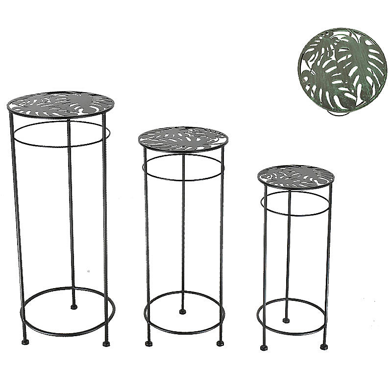Ensemble de 3 supports de plantes fer 28 × 28 × 70cm